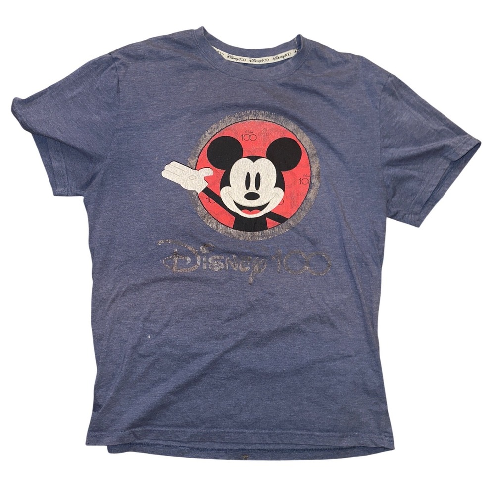 Disney 100 Mickey‎ Mouse Years of Wonder T-Shirt Blue Heather Large L Graphic